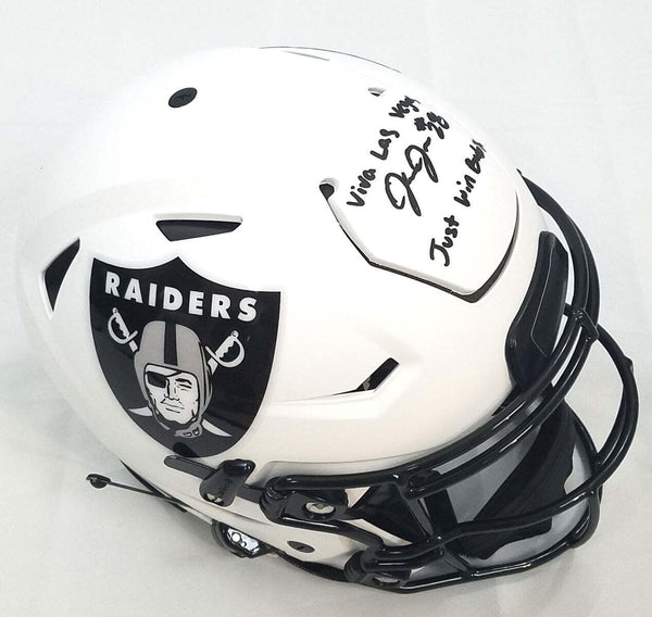 Josh Jacobs Signed Raiders Lunar Eclipse Speed Flex Helmet Dual Insc Beckett