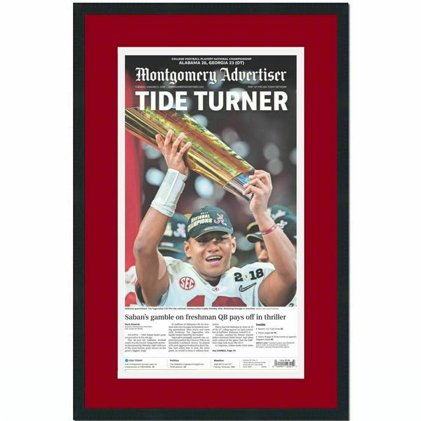 Framed Montgomery Advertiser Alabama 2020 Champions Newspaper Cover 17x27 Photo