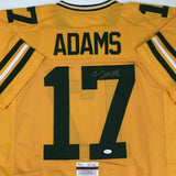 Autographed/Signed DAVANTE ADAMS Green Bay Yellow Football Jersey JSA COA Auto