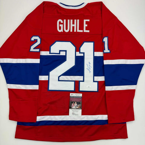 Autographed/Signed Kaiden Guhle Montreal Red Hockey Jersey JSA COA