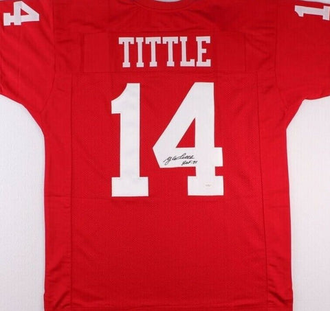 Y.A. Tittle Signed San Francisco 49ers Jersey Inscribed "HOF 71" (JSA COA) Q.B.