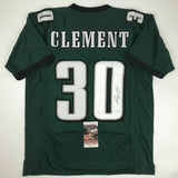 Autographed/Signed COREY CLEMENT Philadelphia Green Football Jersey JSA COA Auto