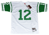 JOE NAMATH AUTOGRAPHED NEW YORK JETS #12 WHITE MITCHELL & NESS JERSEY BECKETT