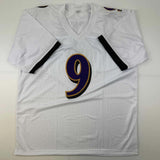 Autographed/Signed Justin Tucker Baltimore White Football Jersey JSA COA