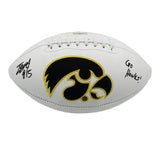 Tyler Goodson Signed Iowa Hawkeyes Embroidered NCAA White Football-Go Hawks