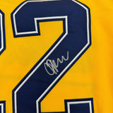 Autographed/Signed Owen Power Michigan Yellow College Hockey Jersey JSA COA