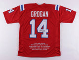 Steve Grogan Signed New England Patriots Career Highlight Stat Jersey (PSA COA)