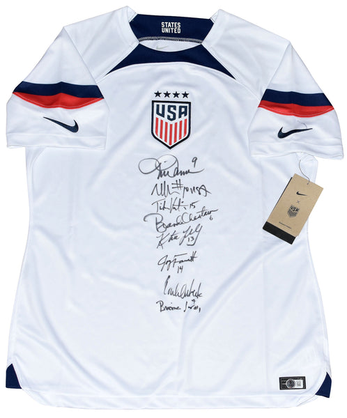 MIA HAMM BRANDI CHASTAIN AKERS SIGNED 1999 TEAM USA WOMEN'S NIKE SOCCER JERSEY