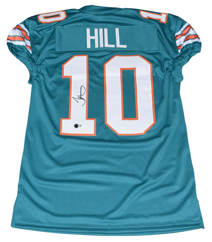 TYREEK HILL SIGNED AUTOGRAPHED MIAMI DOLPHINS #10 GAME CUT JERSEY BECKETT