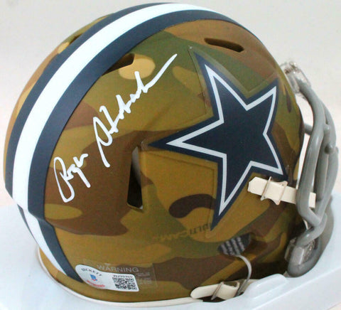 Roger Staubach Autographed Cowboys Camo Mini Helmet-Beckett W Hologram *White