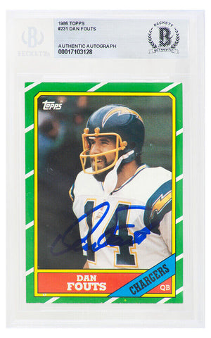 Dan Fouts Signed Chargers 1986 Topps Football Card #231 - (Beckett Slabbed)