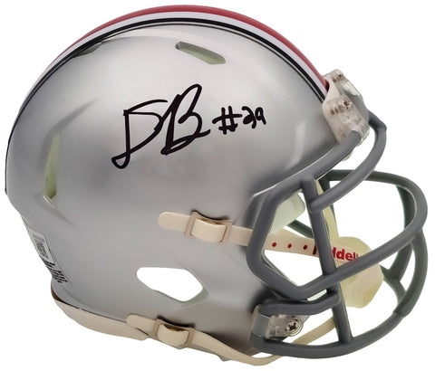 DENZEL BURKE AUTOGRAPHED OHIO STATE SILVER SPEED MINI HELMET BECKETT QR 203892