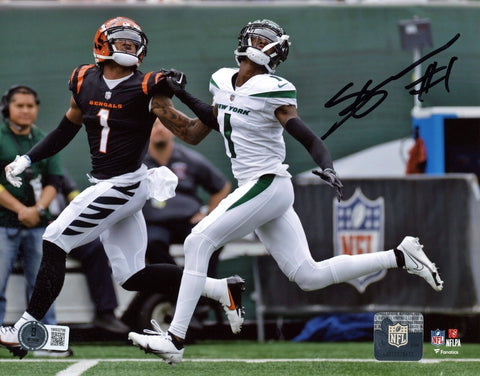 AHMAD SAUCE GARDNER SIGNED SIGNED NEW YORK JETS VS BENGALS 8x10 PHOTO BECKETT