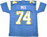 CHARGERS RON MIX AUTOGRAPHED BLUE JERSEY "HOF 1979" BECKETT WITNESS 230001