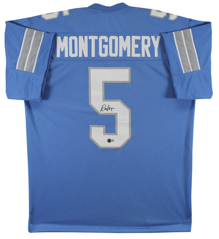 David Montgomery Signed Blue Pro Style Jersey w/ White Numbers BAS Witnessed