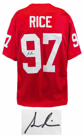 Simeon Rice (CARDINALS) Signed Red T/B Custom Football Jersey - (SCHWARTZ COA)