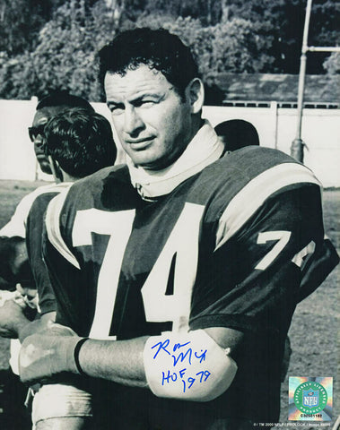 Ron Mix Signed Chargers B&W 8x10 Photo w/HOF 1979 - (SCHWARTZ COA)