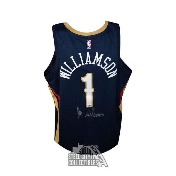 Zion Williamson Autograph Pelicans Navy Nike Swingman Jersey Fanatics Silver Ink