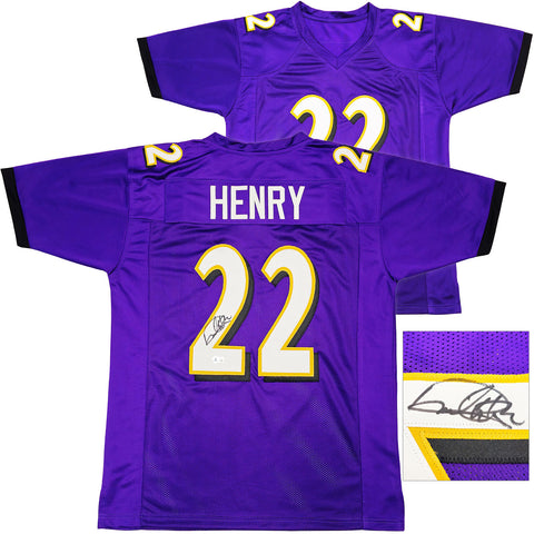 BALTIMORE RAVENS DERRICK HENRY AUTOGRAPHED PURPLE JERSEY BECKETT WITNESS 230168