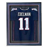 Julian Edelman New England Signed Framed Blue Football Jersey JSA ITP