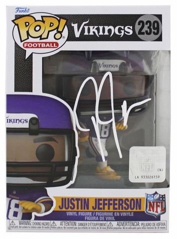 Vikings Justin Jefferson Authentic Signed #239 Funko Pop Vinyl Figure BAS Wit