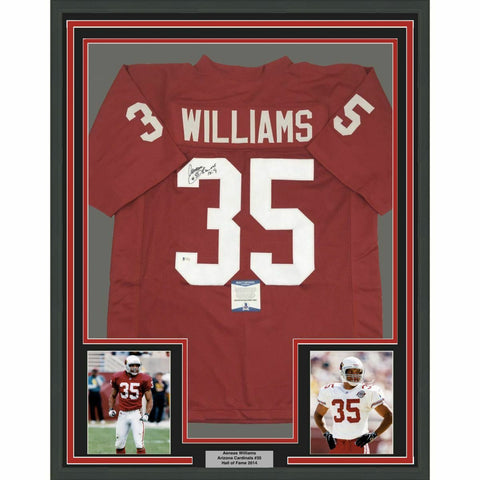 FRAMED Autographed/Signed AENEAS WILLIAMS 33x42 Arizona Red Jersey Beckett COA