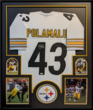 FRAMED PITTSBURGH STEELERS TROY POLAMALU AUTOGRAPHED SIGNED JERSEY JSA COA