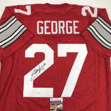 Autographed/Signed Eddie George Ohio State Red College Football Jersey JSA COA