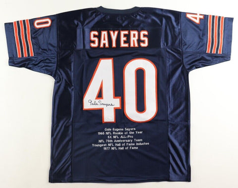 Gale Sayers Signed Chicago Bears Career Highlight Stat Jersey (JSA COA) HOF R.B.