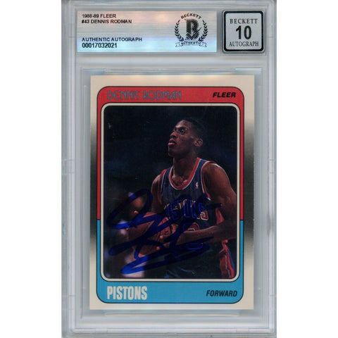 Dennis Rodman Autographed/Signed 1988-89 Fleer #43 Card Beckett 43834