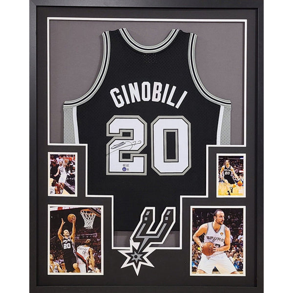 Manu Ginobili Autographed Signed Framed San Antonio Spurs Jersey BECKETT BAS