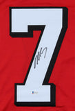 Michael Vick Signed Atlanta Falcons Red Jersey (Beckett COA) 4xPro Bowl Q.B.