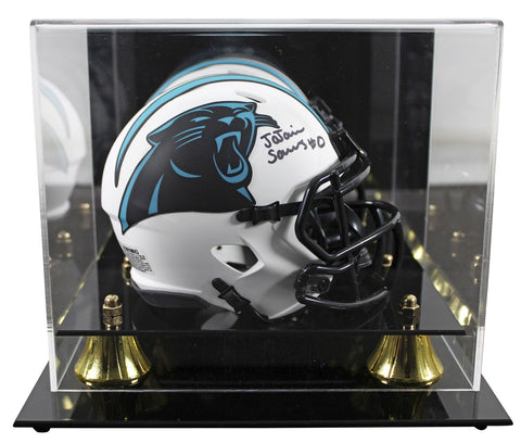 Panthers Ja'Tavion Sanders Signed Lunar Speed Mini Helmet W/ Case BAS Witnessed