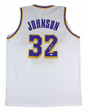 Magic Johnson Signed Los Angeles Lakers White Jersey (Beckett COA) 5xNBA Champ