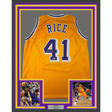 Framed Autographed/Signed Glen Rice 33x42 LA Yellow Jersey Beckett BAS COA