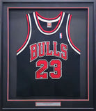 Bulls Michael Jordan Autographed Framed Black Nike Jersey PSA/DNA & UDA BAG18406