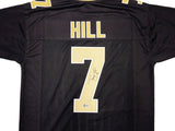 NEW ORLEANS SAINTS TAYSOM HILL AUTOGRAPHED BLACK & GOLD JERSEY BECKETT QR 229528