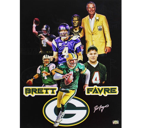 Brett Favre Signed Green Bay Packers Unframed 16x20 NFL Photo Black Background