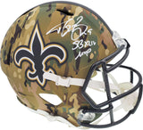 DREW BREES AUTOGRAPHED SAINTS CAMO FULL SIZE HELMET SB XLIV MVP BECKETT 191124