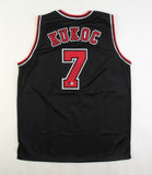 Toni Kukoc Signed Chicago Bulls Black Jersey (Beckett) 3xNBA Champion 1996-1998