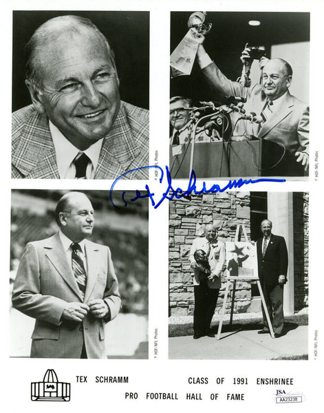 Tex Schramm Autographed/Signed Dallas Cowboys 8x10 Photo JSA 48308