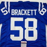 Autographed/Signed Gary Brackett Indianapolis Blue Football Jersey JSA COA Auto