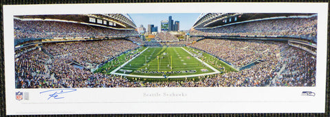 RUSSELL WILSON AUTOGRAPHED CENTURY FIELD PANORAMIC PHOTO SEAHAWKS RW HOLO 131231