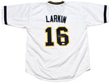 BARRY LARKIN SIGNED MICHIGAN WOLVERINES #16 WHITE BASEBALL JERSEY BECKETT