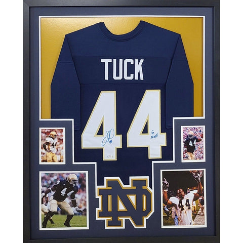 Justin Tuck Autographed Signed Framed Notre Dame Jersey PSA/DNA