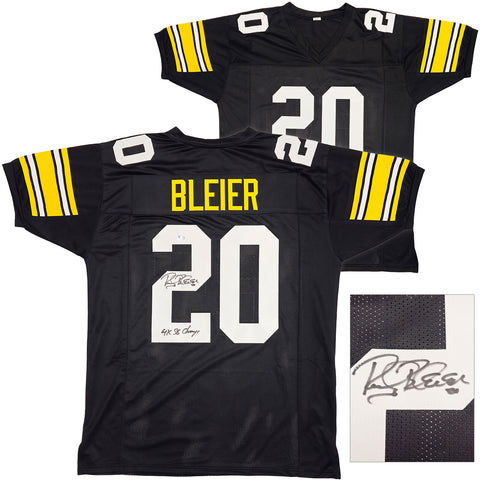 STEELERS ROCKY BLEIER AUTOGRAPHED BLACK JERSEY "4X SB CHAMP" BECKETT QR 229042