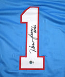 Warren Moon Autographed Blue Pro Style Jersey w/ HOF - Beckett W Hologram *Black