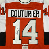 Autographed/Signed SEAN COUTURIER Philadelphia Orange Hockey Jersey JSA COA Auto