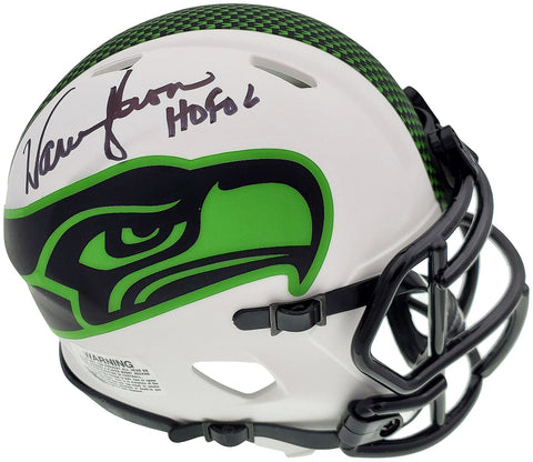 WARREN MOON AUTOGRAPHED SEAHAWKS LUNAR ECLIPSE WHITE MINI HELMET MCS HOLO 196471