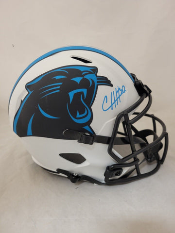 CHUBA HUBBARD SIGNED PANTHERS F/S LUNAR ECLIPSE SPEED REP HELMET BECKETT QR